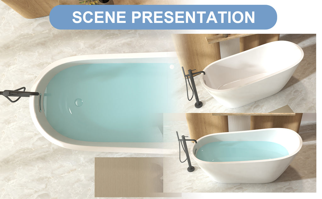 67"Special-shaped Freestanding Slipper Bathtub: Gloss White Finish, Chrome Overflow & Pop-Up Drain, cUPC Certified