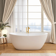 Load image into Gallery viewer, 65 inch artificial stone solid surface freestanding bathroom bathtub