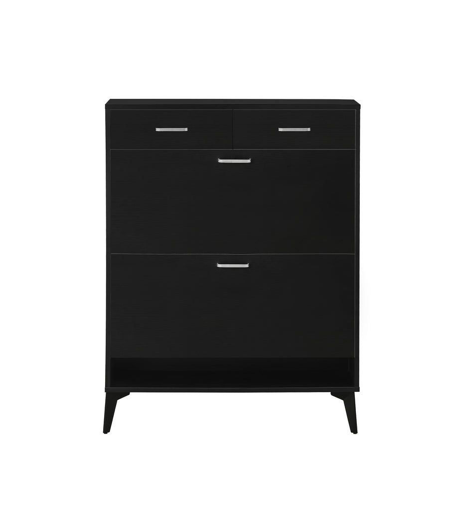 Large size Shoe Cabinet,Free Standing Tipping Bucket Shoe Rack Organizer with 2 Flip Drawers&2 Drawer,Modern Tipping Bucket for Entryway,Hallway,Bedroom-black