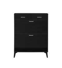 Load image into Gallery viewer, Large size Shoe Cabinet,Free Standing Tipping Bucket Shoe Rack Organizer with 2 Flip Drawers&amp;2 Drawer,Modern Tipping Bucket for Entryway,Hallway,Bedroom-black