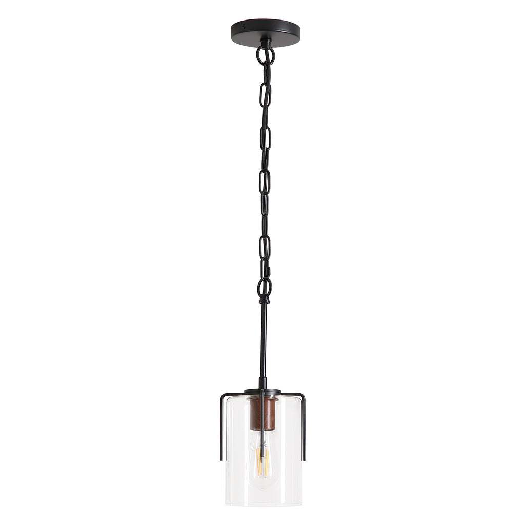 Modern Industrial Pendant Light with Clear Glass Shade, Adjustable Metal Pendant Lighting for Kitchen Island Dining Room Entryway, Easy Clean Glare-Free Home Light Fixture