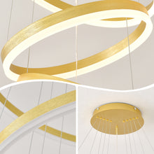 Load image into Gallery viewer, Modern Gold Led Chandelier 3 Rings Gold Dimmable  LED Chandeliers Light Fixture for Kitchen Island Height Adjustable Chandelier Led Pendant Light for Dining Room Bedroom Living Room