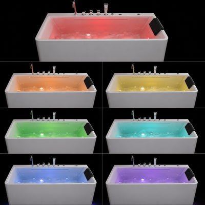 67-inch single-person luxury whirlpool bathtub, equipped with multiple sets of massage nozzles, featuring a dazzling light therapy atmosphere, and certified with precision craftsmanship accessories