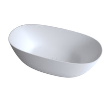 Load image into Gallery viewer, 61'' Freestanding Bathtub Resin Stone Soaking Bathtub Solid Surface Modern Tubs with Overflow and Pop-up Drain in White