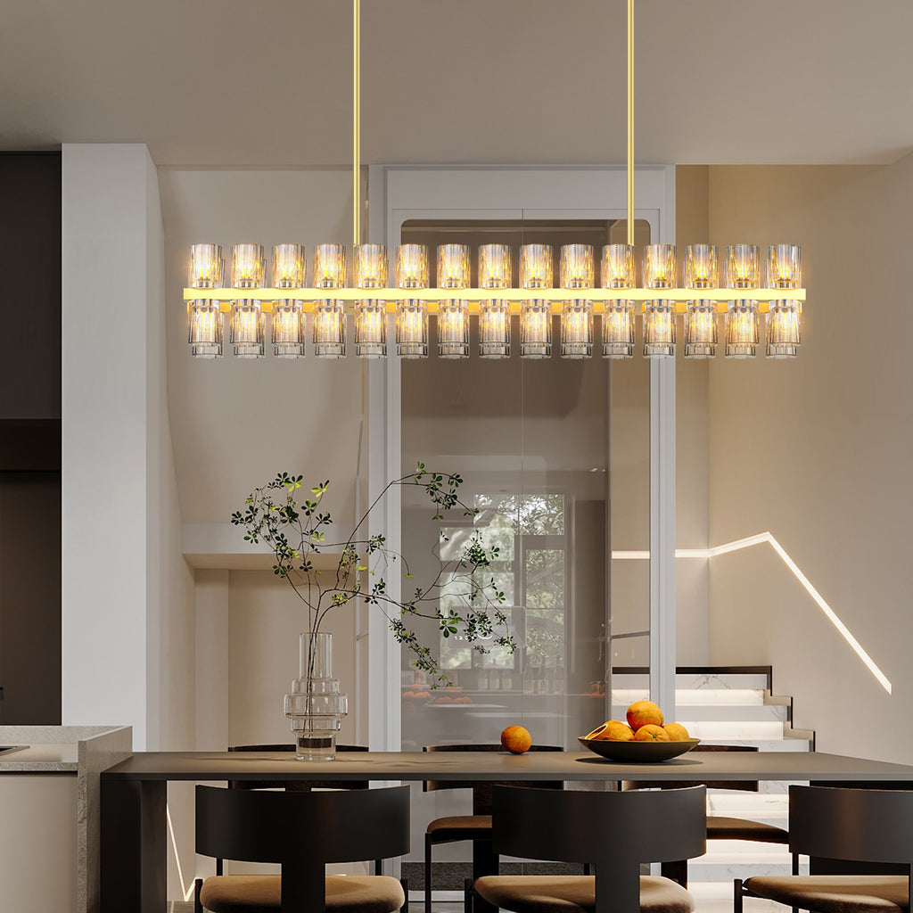 (L005030-D48-P48B/W1340P310779)48 Inches Luxury Chandeliers Crystal Living Room Decorative Lights Simple Modern Dining Room LED Lighting,for Home Decor (Bulbs Included) Black