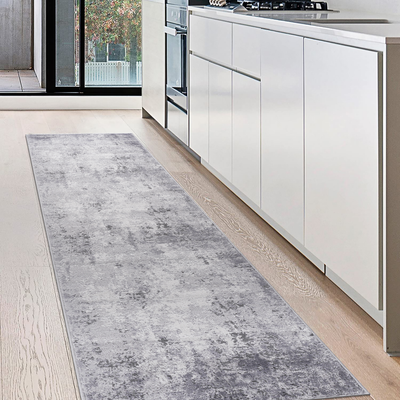 MARFI Collection 2.2X8. Light Grey / Abstract Runner Rug Modern, Contemporary, Non-Shedding & Easy to Clean, Ideal for Living Room, Bedroom, Dining Space, 96*26 inch