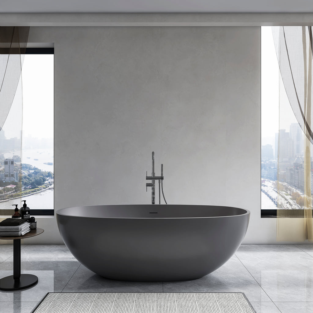 55 inch freestanding solid surface soaking bathtub for bathroom