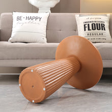 Load image into Gallery viewer, Light Coffee Magnesium Oxide Fluted Base Side Table, 17.72" Diameter Round Accent Table
