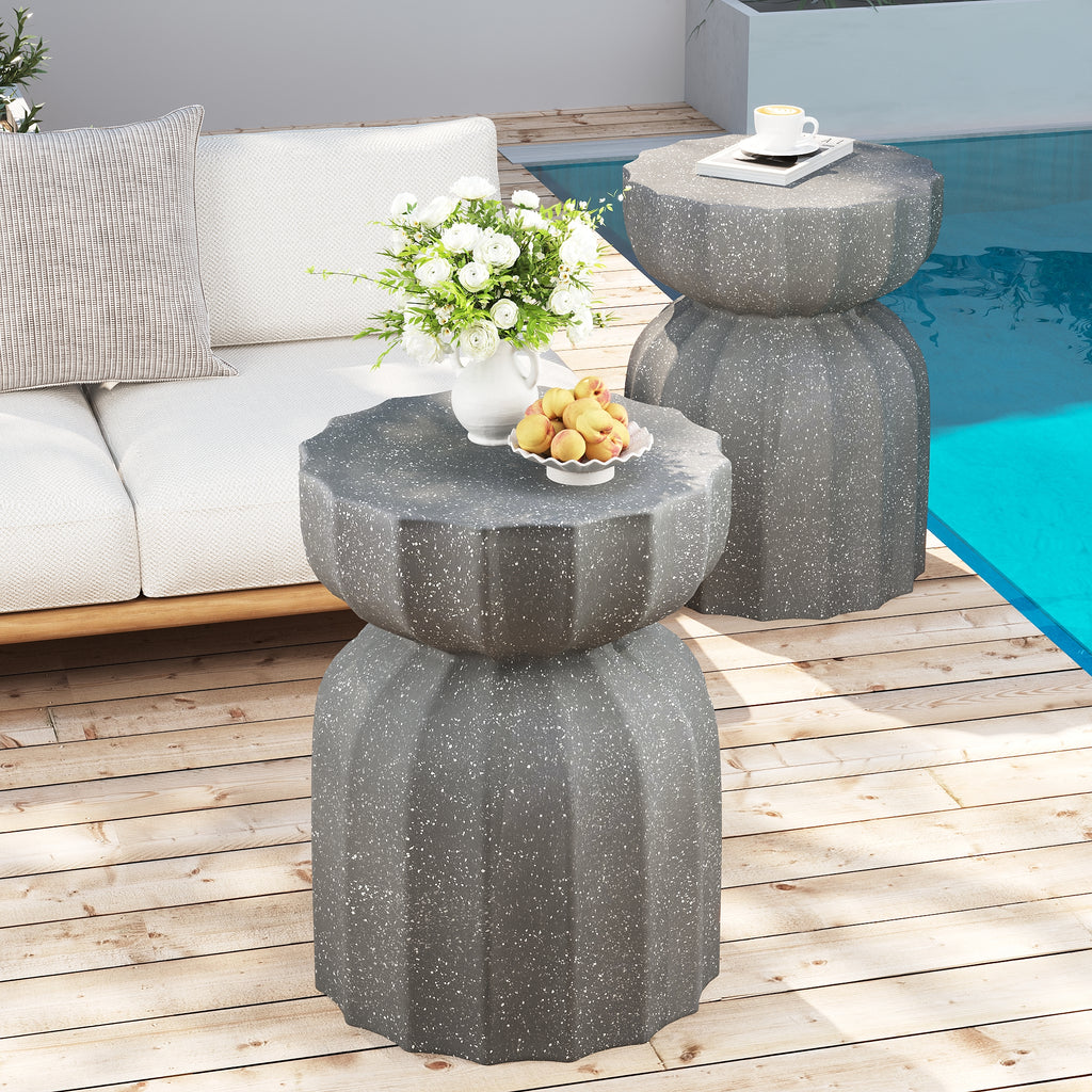 35.43" Modern Outdoor and Indoor Waterproof Coffee Table, Durable MgO Cement Design, Suitable for Terraces, Gardens, Backyards and Living Rooms ( White)