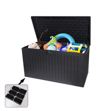 Load image into Gallery viewer, 230 Gallon Resin Outdoor Deck Box Waterproof, Extra Large Patio Storage Box with Lockable Storage Containers for Patio Furniture Cushions, Pool Accessories, Garden Tools