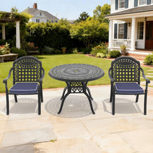 Load image into Gallery viewer, Ø39.37-inch Cast Aluminum Patio Dining Table With Black Frame and Umbrella Hole (same sku: W171084477)