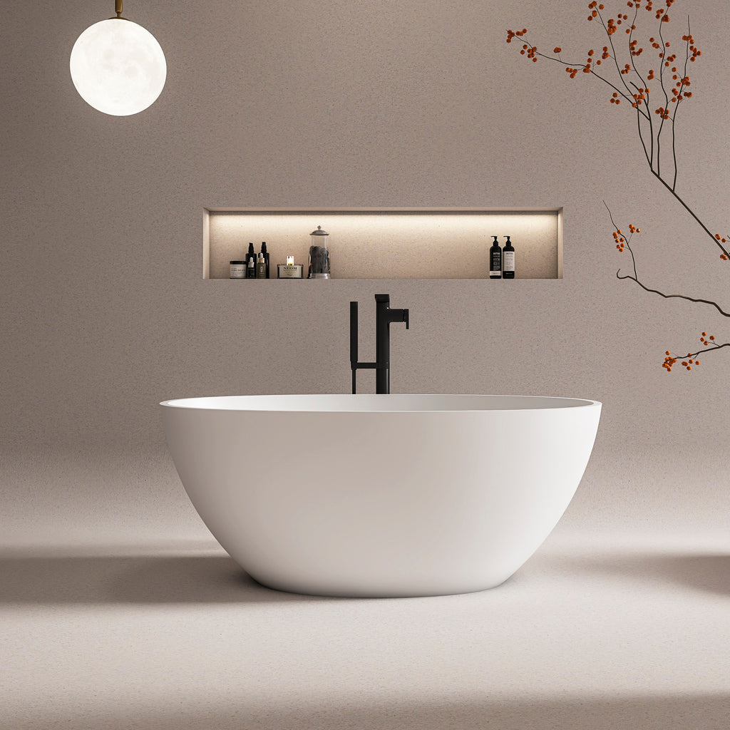 55 inch freestanding solid surface soaking bathtub for bathroom