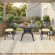 Load image into Gallery viewer, Ø39.37-inch Cast Aluminum Patio Dining Table With Black Frame and Umbrella Hole (same sku: W171084477)