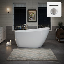 Load image into Gallery viewer, 55" Acrylic Freestanding Bathtub, Deep Soaking Contemporary Stand Alone Bath Tub with Pop-up Drain &amp; Integrated Overflow, Chrome-Finish Drain Cover, Glossy White GF-26A04-55