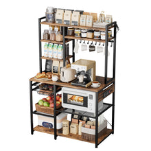 Load image into Gallery viewer, Kitchen Bakers Rack, 5 ft Power Cable Bakers Rack with Power Outlet, Kitchen Stand with X-Shaped Support Bar, 10 S-Shaped Hooks, Coffee Bar Stand for Dishes, Spice Bottles, Built-In Power Strip