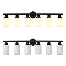 Load image into Gallery viewer, 6-Light Matte Black Wall Lamps with White Glass Shades (No Bulbs) Sconce Lighting for Bedroom Living Room