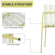 Load image into Gallery viewer, Summer - 4-Pack Modern Striped Color Block Chairs - Waterproof PP Seat &amp; Sturdy Metal Legs, Indoor/Outdoor Dining Set for Patio, Balcony, Café (White &amp; Yellow)