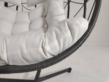 Load image into Gallery viewer, 2 Persons Egg Chair with Stand Indoor Outdoor Swing Chair Patio Wicker Hanging Egg Chair Hanging Basket Chair with Stand for Bedroom Living Room Balcony