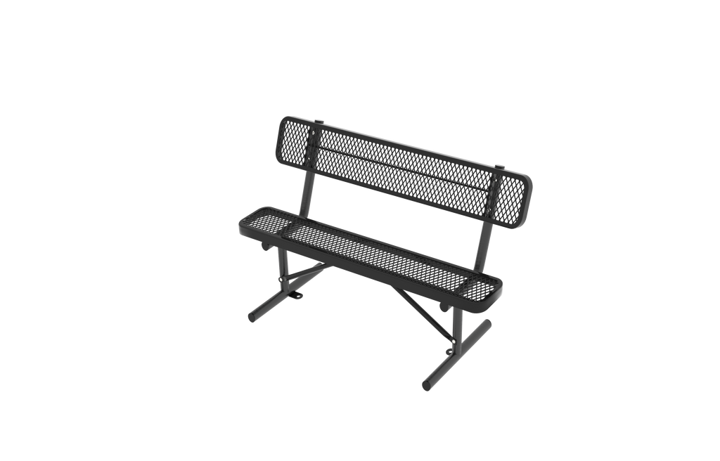 4FT Heavy-Duty Outdoor Metal Park Bench with Backrest, All-Weather Steel Portable Seating, Rust-Proof Commercial Bench for Garden, Patio, Yard, Deck, Parks & Shopping Malls