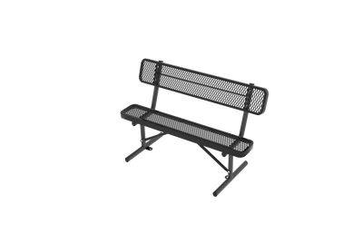 4FT Heavy-Duty Outdoor Metal Park Bench with Backrest, All-Weather Steel Portable Seating, Rust-Proof Commercial Bench for Garden, Patio, Yard, Deck, Parks & Shopping Malls