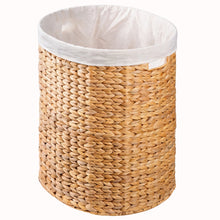 Load image into Gallery viewer, Ludmilla Round Tall Water Hyacinth Woven Wicker Laundry Hamper with Lid - For Clothes, Canvas, Toys and Book Storage with Removable Liner - 15" x 15" x 20" - Natural Brown