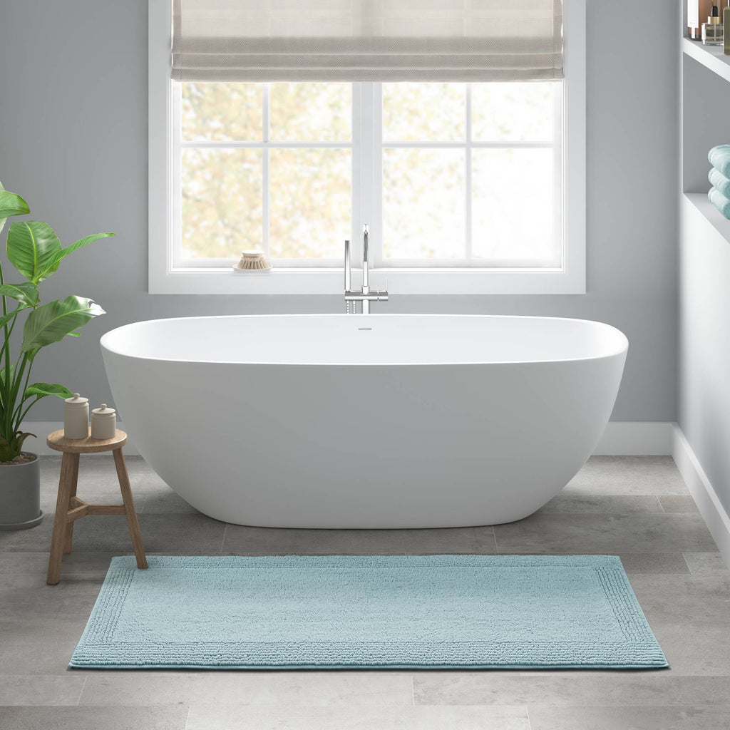 1 PCS 24x72" 100% Cotton Tufted 3000 GSM Reversible Bath Rug Navy