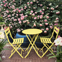 Load image into Gallery viewer, 3 Piece Patio Bistro Set of Foldable Round Table and Chairs, Yellow