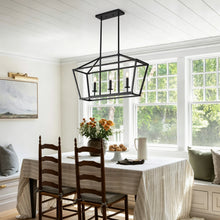 Load image into Gallery viewer, 3-Light Farmhouse Kitchen Island Lighting,5 Light Industrial Linear Chandelier for Dining Room Metal Matte Black Finish Hanging Pendant Light Fixture for Bedroom Living Room Hallway Conference Room