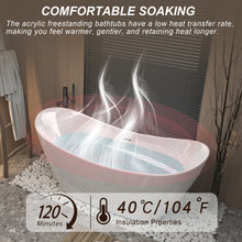 Load image into Gallery viewer, 59 "Acrylic freestanding tub, Gloss white,  with chrome overflow and pop-up Drain, CUPC Certified