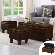 Load image into Gallery viewer, [VIDEO] Large Storage Ottoman Bench Set, 3 in 1 Combination Ottoman, Tufted Ottoman Linen Bench for Living Room, Entryway, Hallway, Bedroom Support 250lbs