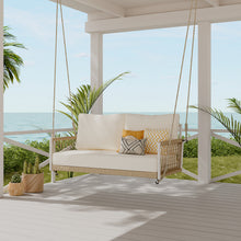 Load image into Gallery viewer, TREXM 1-Piece Woven Rope Outdoor Swing Sofa with Soft Cushions Seating 2 for Patio, Courtyard and Balcony (Beige)