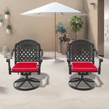 Load image into Gallery viewer, Cast Aluminum Patio Swivel Chair 2PCS With Black Frame and Brown Cushions