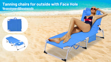 Load image into Gallery viewer, 3-in-1 Heavy Duty Tanning Chair with Face Hole Adjustable 5-Position Folding Chaise Lounge Chairs for Outside Portable Lay Flat Beach Lounge Chair for Outdoor Sunbathing Patio Pool Lawn Camping Deck P
