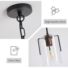 Load image into Gallery viewer, Modern Industrial Pendant Light with Clear Glass Shade, Adjustable Metal Pendant Lighting for Kitchen Island Dining Room Entryway, Easy Clean Glare-Free Home Light Fixture