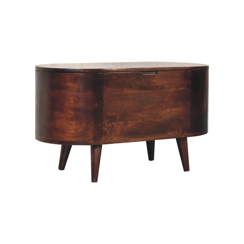 Solid Wood Light Rounded Lid-up Blanket Box, Walnut, Dark Brown