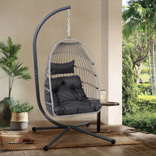Load image into Gallery viewer, Double Hanging Egg Chair wth Stand, Patio Hammock Swing Chair with Cushion Loveseat for Bedroom, Balcony, Garden, Indoor, Outdoor,(Grey)