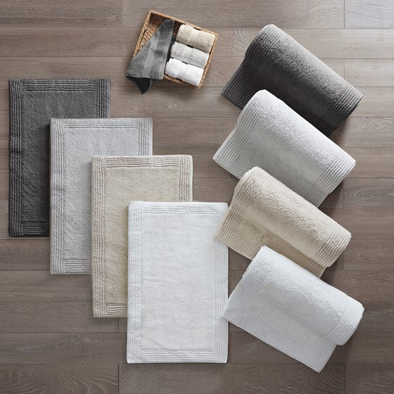 100% Cotton Tufted 3000 GSM Reversible Bath Rug Blue 24x72"