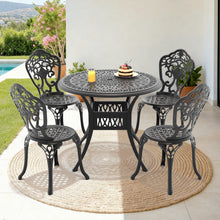 Load image into Gallery viewer, Ø35.43-inch Cast Aluminum Patio Dining Table With Black Frame and Umbrella Hole (same sku: W171084475,W1710P497717)