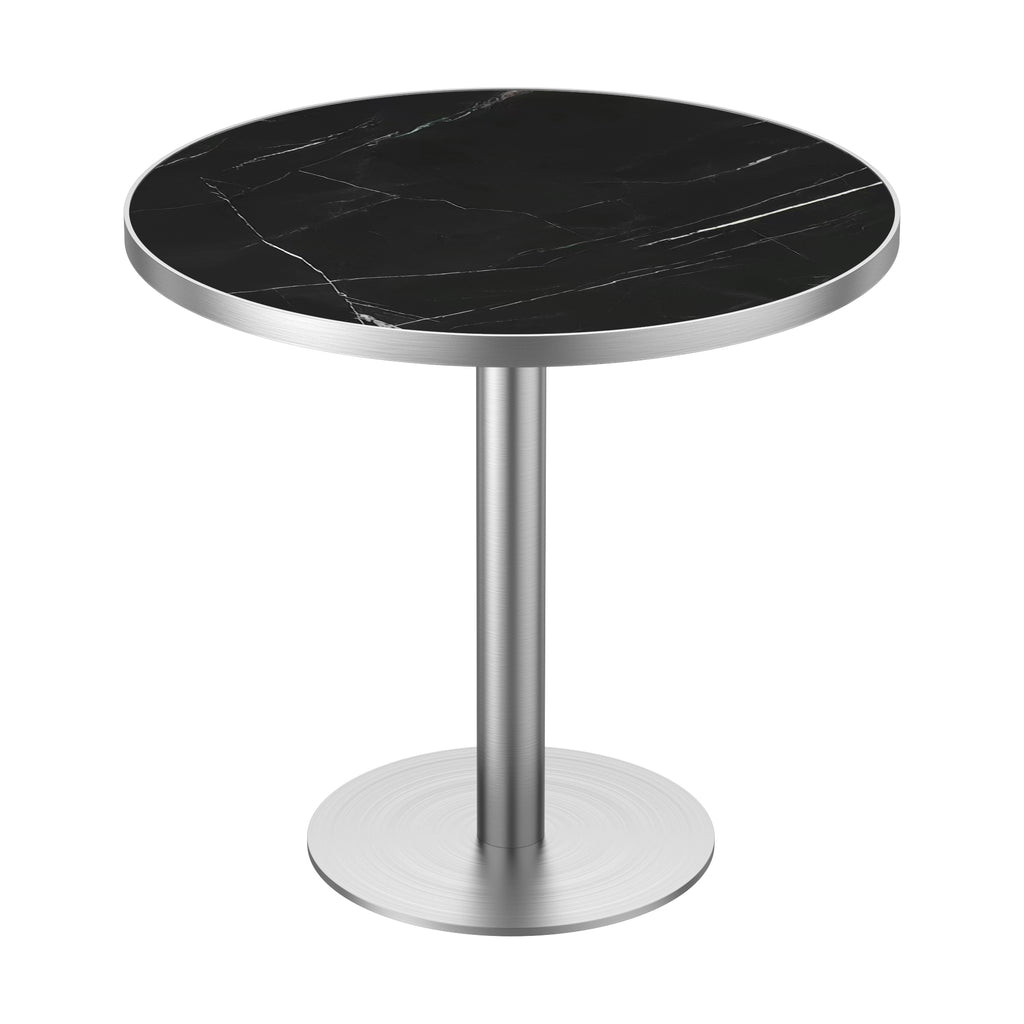 31.5" Round Modern Tulip Dining Table, Sintered Stone Tabletop with Luxury Faux Marble Print, Stainless Steel Bracket Base, Scratch & Wear Resistant, Waterproof Surface, Ideal for Indoor & Outdoor Use