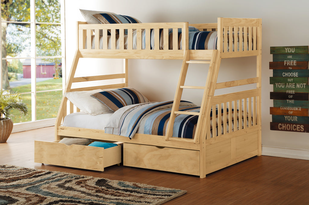 Natural Pine Finish 2pcs Storage Boxes with Caster Wheels Transitional Bedroom Furniture Under-Bed Toy Boxes