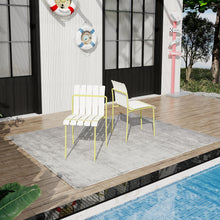 Load image into Gallery viewer, Summer - 4-Pack Modern Striped Color Block Chairs - Waterproof PP Seat &amp; Sturdy Metal Legs, Indoor/Outdoor Dining Set for Patio, Balcony, Café (White &amp; Yellow)
