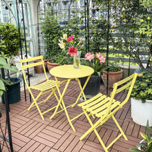 Load image into Gallery viewer, 3 Piece Patio Bistro Set of Foldable Round Table and Chairs, Yellow