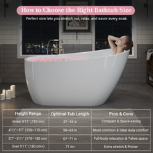 Load image into Gallery viewer, 55" Acrylic Freestanding Bathtub, Deep Soaking Contemporary Stand Alone Bath Tub with Pop-up Drain &amp; Integrated Overflow, Chrome-Finish Drain Cover, Glossy White GF-26A04-55