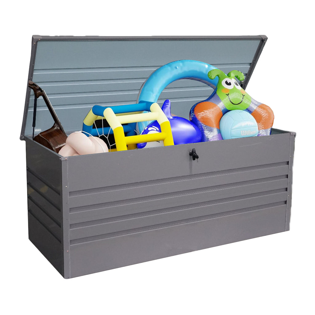 230 Gallon Resin Outdoor Deck Box Waterproof, Extra Large Patio Storage Box with Lockable Storage Containers for Patio Furniture Cushions, Pool Accessories, Garden Tools