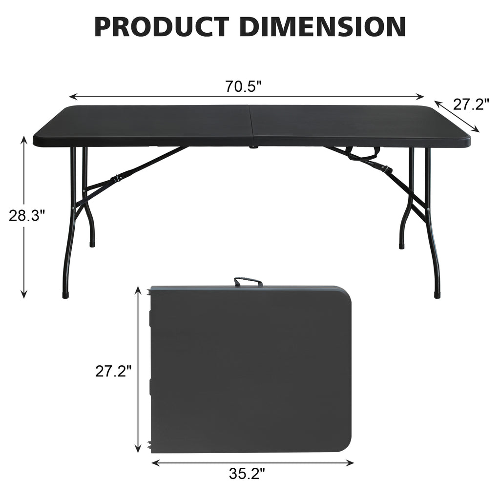 6ft Black Multi-functional Outdoor Folding Leisure Picnic Game Party Table