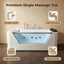 Load image into Gallery viewer, 67" Whirlpool Bathtub ,Hydrotherapy Jetted Bathtub with Glass Panel, 7 Jets,3-Side Apron,89 Gallons,White