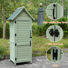 Load image into Gallery viewer, Outdoor Wooden Storage Shed, Tall Narrow Garden Tool Cabinet with Lockable Door &amp; 2 Shelves, Waterproof Asphalt Roof, Vertical Tool Organizer for Patio, Backyard, Lawn