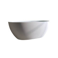 Load image into Gallery viewer, 70.8″Solid Surface Matte Tub, Solid Surface Soaking Tub, Stone Resin Freestanding Bathtub, Thick Edge Stand Alone Tubs with Overflow, Pop-up Drain, Matte White (Oval)