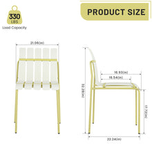 Load image into Gallery viewer, Summer - 4-Pack Modern Striped Color Block Chairs - Waterproof PP Seat &amp; Sturdy Metal Legs, Indoor/Outdoor Dining Set for Patio, Balcony, Café (White &amp; Yellow)