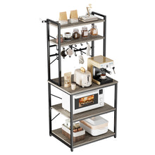 Load image into Gallery viewer, Kitchen Bakers Rack, 23.6 inch Width Bakers Rack, Kitchen Stand with X-Shaped Support Bar, 12 S-Shaped Hooks, Double-Layer Top Shelf, Coffee Bar Stand for Dishes &amp; Bowls, Spice Bottles